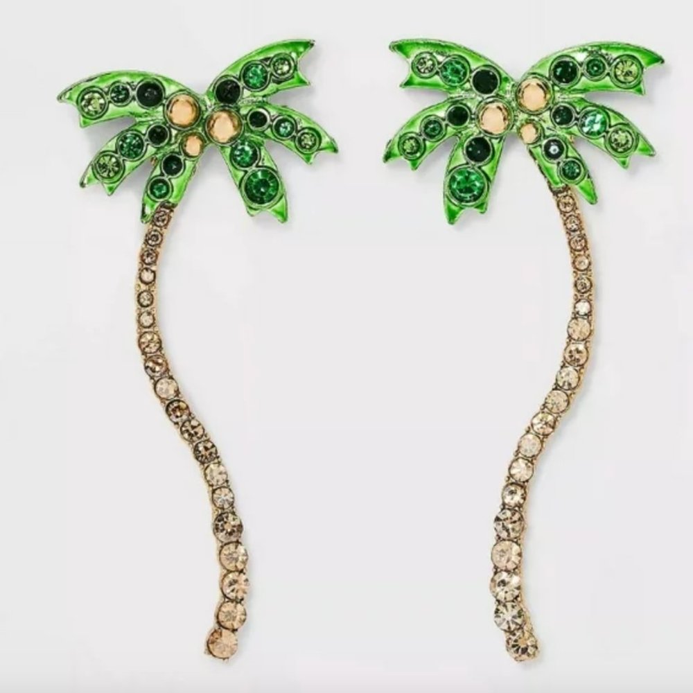 SUGARFIX by BaubleBar 'Stay Palm' Palm Tree Statement Earrings - Green